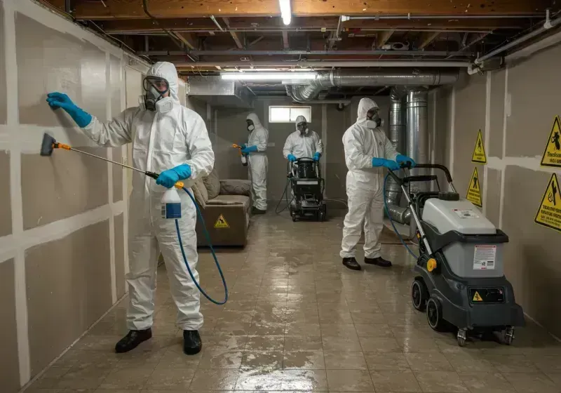 Basement Moisture Removal and Structural Drying process in Oakham, MA